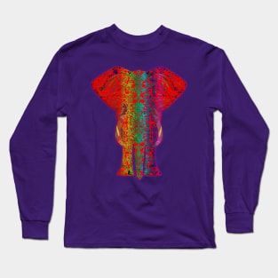 Rainbow Red Elephant on Purple Long Sleeve T-Shirt